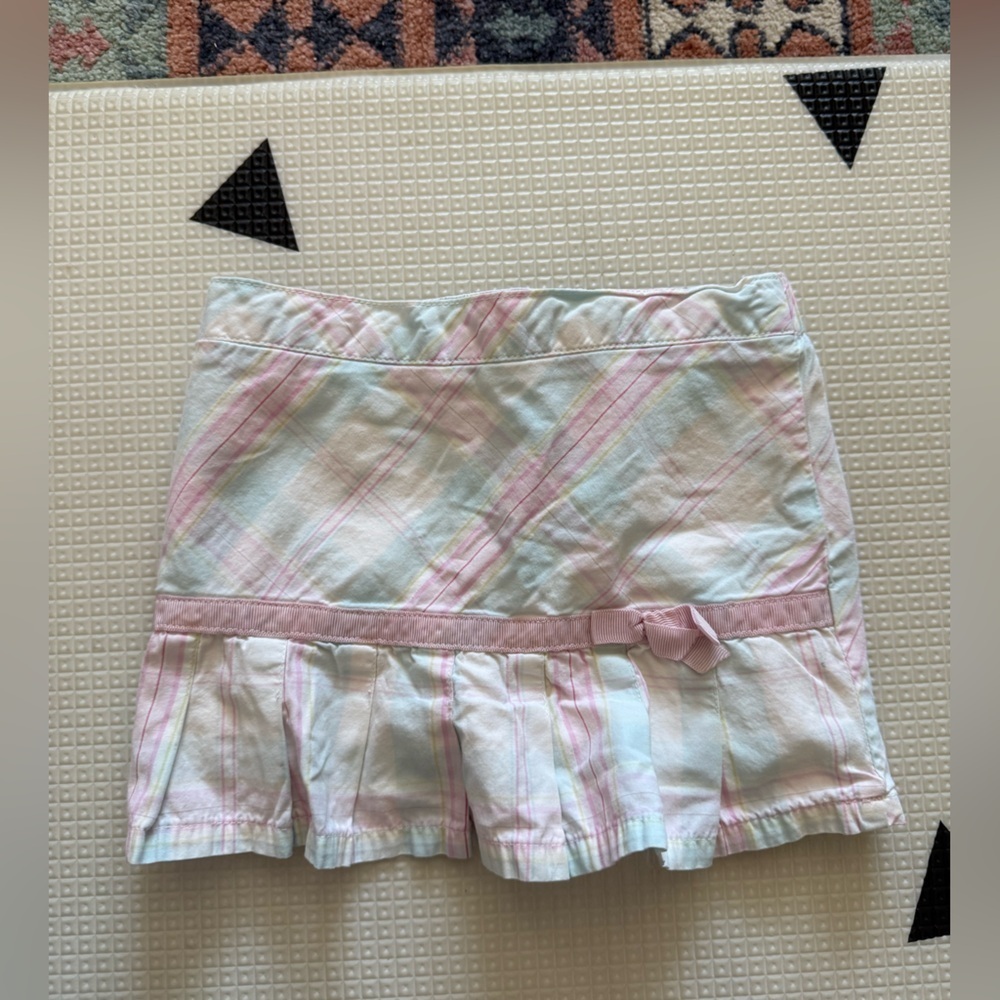 VINTAGE Carter’s|Baby girl pastel Pink and White Plaid Skirt with Ruffle Hem•••